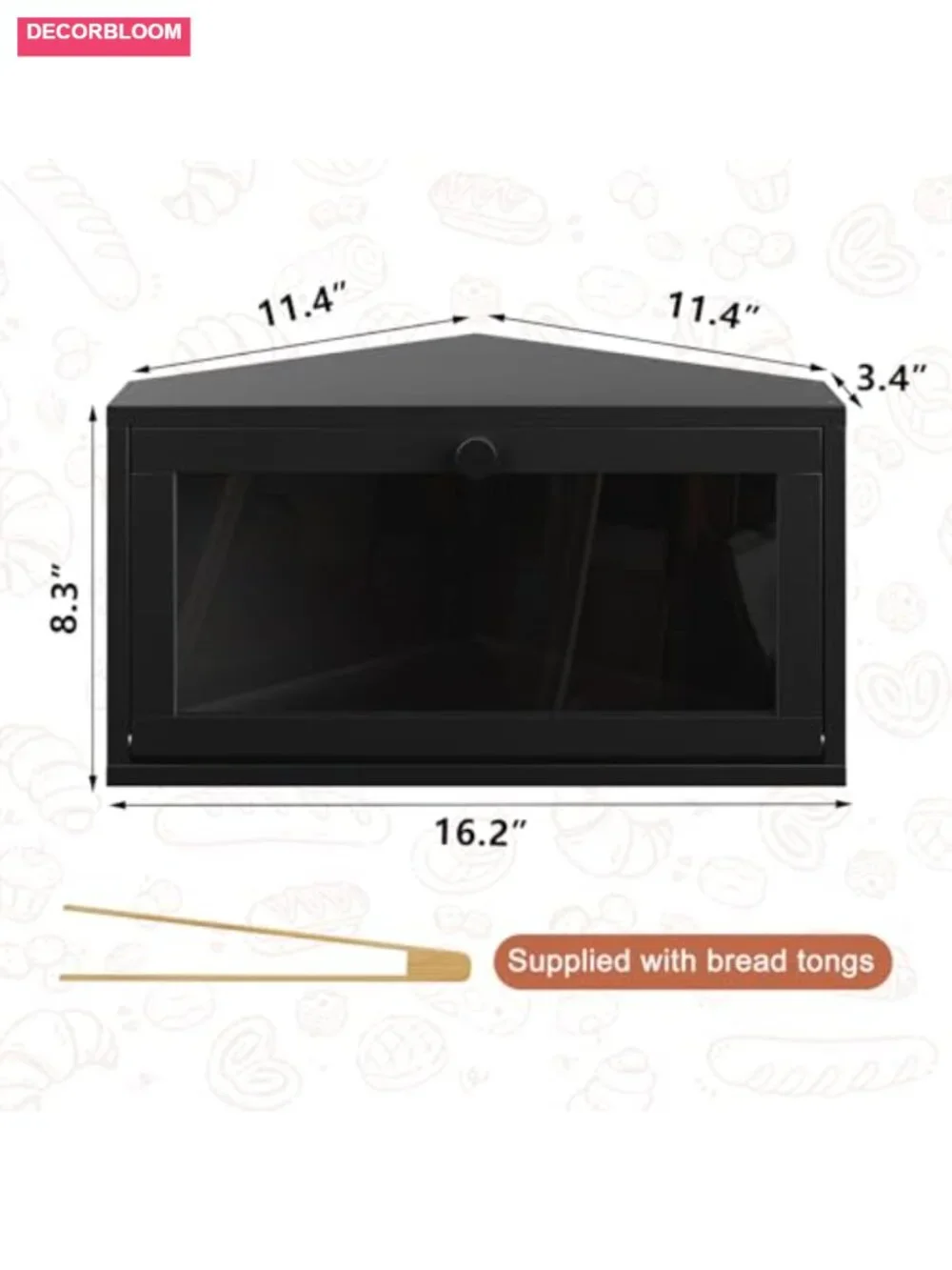 Corner Bamboo Bread Box Kitchen Countertop Storage Airtight Magnetic